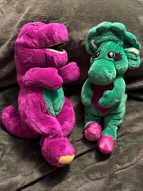 Barney And Baby Bop Plush Set Pair Barney & Friends The Lyons Group Vintage 1992